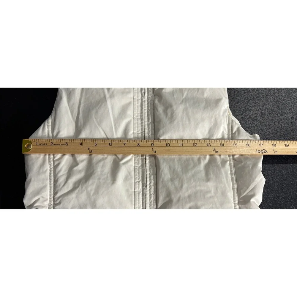 Banana Republic Womens Puffer Vest Cream Sherpa Lined Collar Small Off White